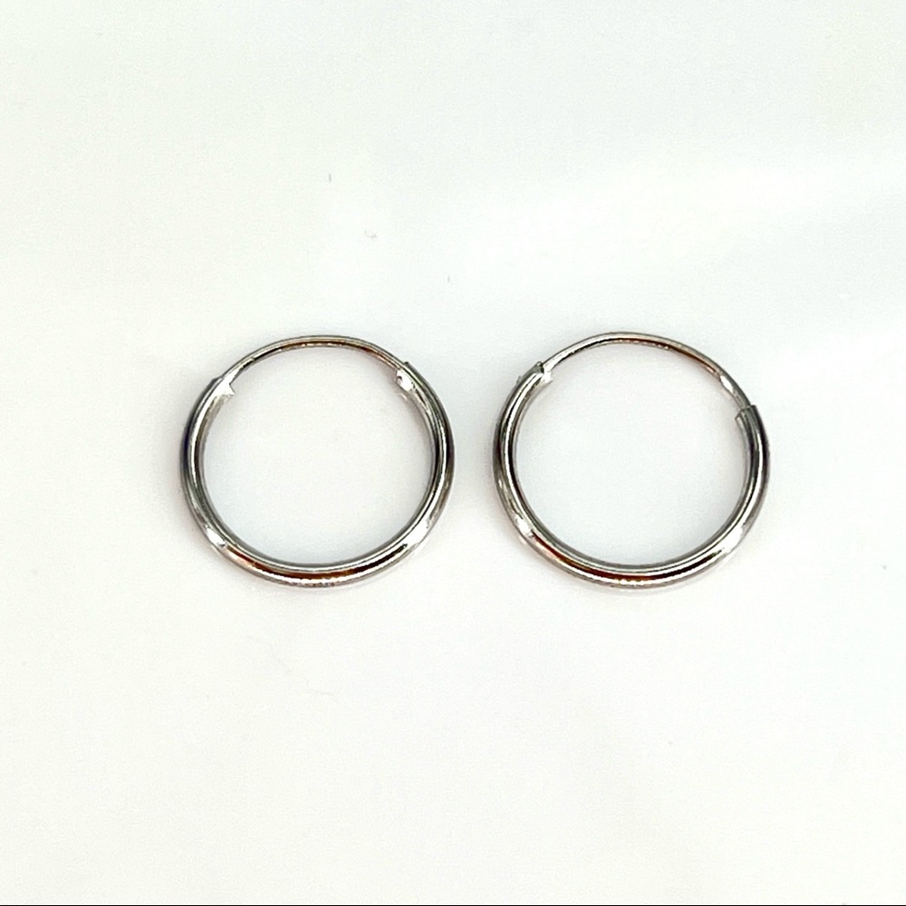 14K White Gold Small 10mm Endless Hoop Earrings